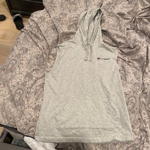 Grey champion tank top with a hood.